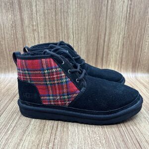 UGG NEUMEL II TARTAN PLAID KID/ WOMEN BOOT SUEDE BLACK US YOUTH 6/ WOMEN 7